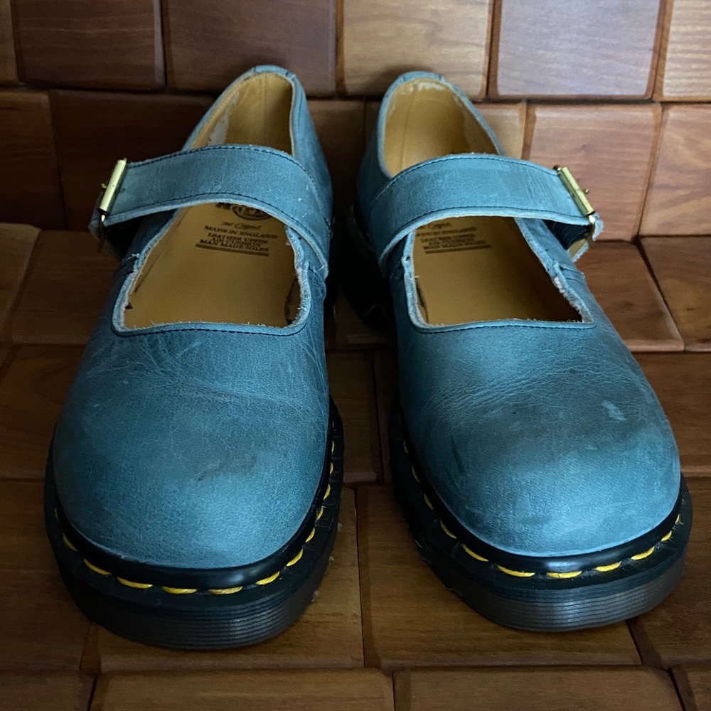 Dr. Martens Vintage Blue Leather Mary Jane Shoes Made in England Women's Size 7 - Picture 3 of 16